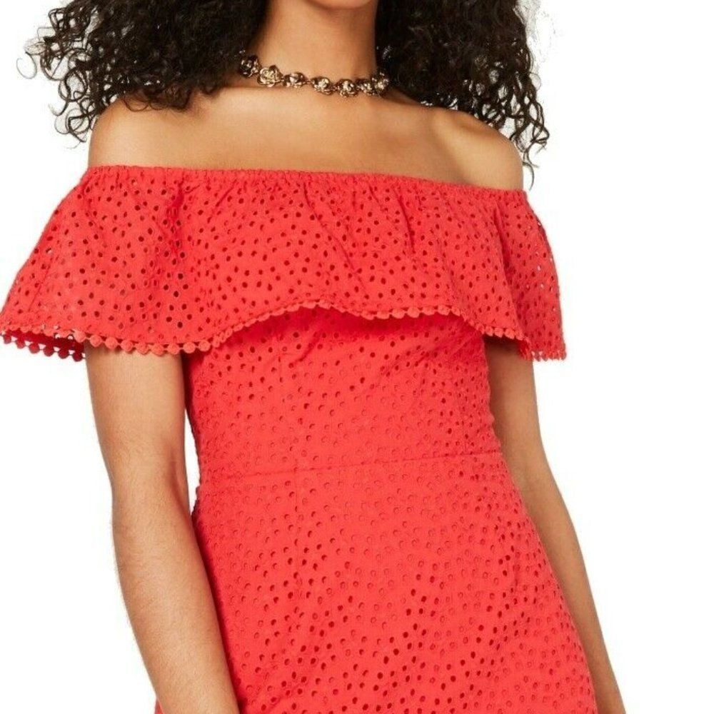 City Studio Womens Red Ruffle Sheath Dress Size 3